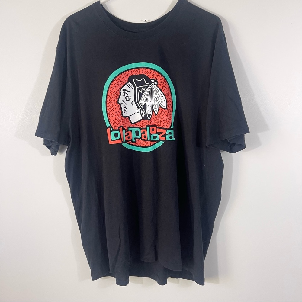 Chicago Blackhawks x Lollapalooza Collab Black T Shirt Size XXL
